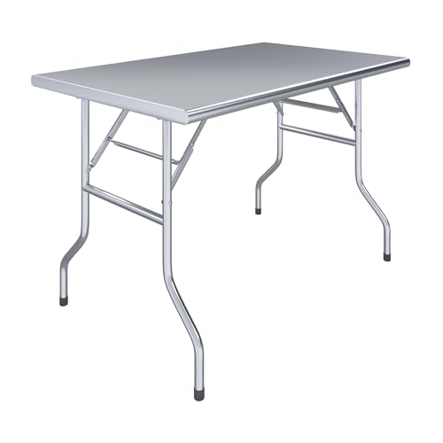 AmGood 30 in. x 48 in. Stainless Steel Open Base Folding Utility Work Table - size: 30" Deep x 48" Long, style: No Undershelf