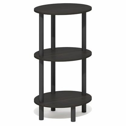 Furinno Turn-N-Tube Side Table, 3-Tier Oval End Table, Night Stand, Bedside Table, for Living Room, Bedroom, Espresso/Black - color: Espresso, size: 1-Pack, Plastic Frame, 3-Tier, 27.6 Inches Tall