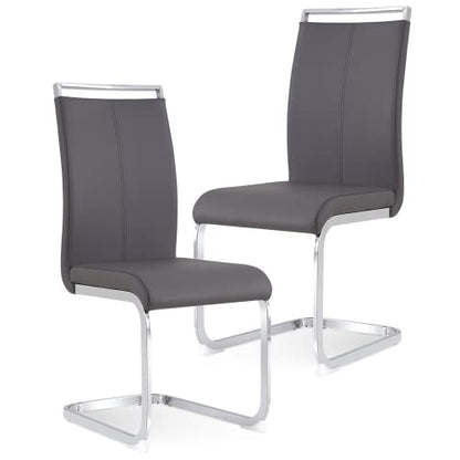 Baysitone Modern Dining Chairs Set of 2, Side & Kitchen Chairs with Faux Leather Padded Seat High Back, for Dining, Kitchen, Living Room - Grey - color: Grey, size: Set of 2