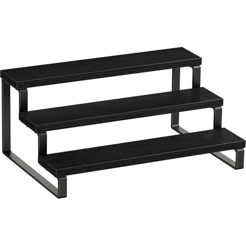 Giikin 3 Tier Spice Rack, Cabinet Organizer Shelf, Wooden Spice Rack for Countertop, Kitchen Counter Storage Shelves Cupcake Stand Holder Display Stand, Black - color: Black, 3 Tier, 1 Pack, size: 3 Tier 1 Pack