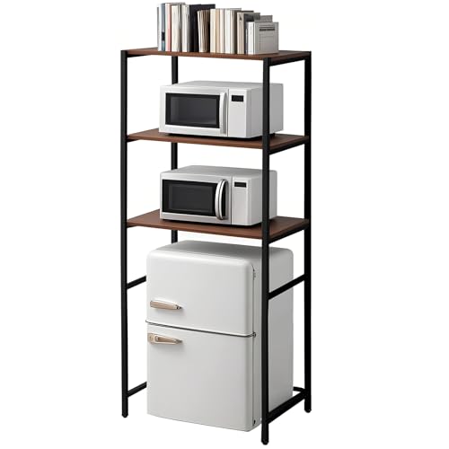Colingmill 3 Tier Black Mini Fridge Stand with Storage for Dorm, Over Mini Fridge Multipurpose Storage Shelf Rack Standing Organizer for College Rooms Kitchen Pantry, Home, and Offices, Coffee - color: Black, style: 3 Tier