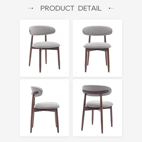 COLAMY Wooden Dining Chairs Set of 2, Modern Fabric Upholstered Dining Room Chair, Farmhouse Kitchen Chairs with Foot Pegs, Light Grey - color: Lightgrey, size: Set of 2