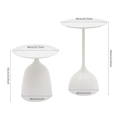2-Piece Coffee Table, Durable Small Round Coffee Tables for Living Room, Easy Assembly Modern Nesting Coffee Tables Set, Circle Side Tables Round End Table for Sofa Bedside Balcony (White) - color: White