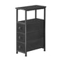 End Table, Narrow Side Table with 3 Fabric Drawers, Slim Nightstand, Small Bedside Table with Storage, Living Room, Bedroom, Black HKET1300BK - color: Black, size: 7.9" W x 15.7" D, style: No Power