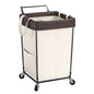 Mefirt 160L Laundry Hamper with Wheels and Handle, 2 Section Large Rolling Laundry Basket Bag with Wheels, Clothes Hamper Cart for Laundry, Bedroom, Bathroom and Dorm - color: Beige