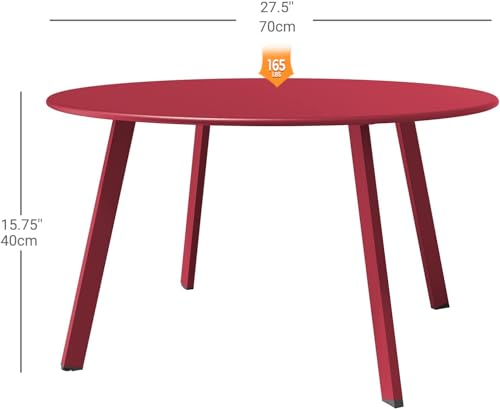 Grand patio Round Steel Patio Coffee Table, Weather Resistant Outdoor Large Side Table, (Red, 1PC) - color: Red, style: 1 PC
