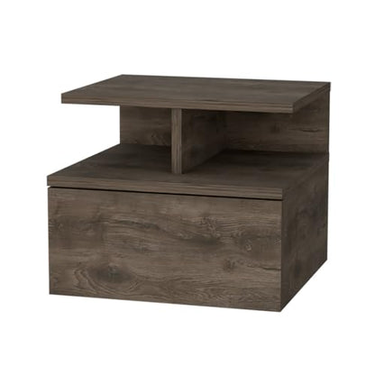 Compact Nightstand with Drawer: Modern Multi-Level Storage Table for Small Spaces - Wooden Legs Bedside End Table & Sofa Side Table for Micro Apartments