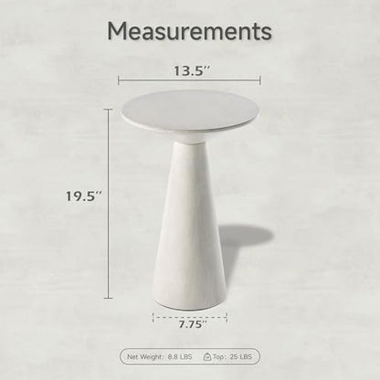 COZAYH Farmhouse Pedestal Small End Table Round Martini Table Wood Plant Stand Rustic Drink Table for Small Space Living Room, Bedroom, White - color: White