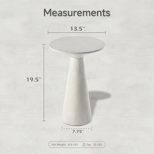 COZAYH Farmhouse Pedestal Small End Table Round Martini Table Wood Plant Stand Rustic Drink Table for Small Space Living Room, Bedroom, White - color: White