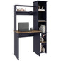 Tuhome Versalles Writing Desk with Hutch & Side Bookcase, Tall 63.9" Vertical Computer Desk, 5 Open Shelves Home Office Desk, Space-Saving Small Desk, Engineered Wood - color: Natural Oak, Blue