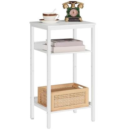 HOOBRO Tall Side Table, 3-Tier Telephone End Table with Adjustable Mesh Shelves, Small Entryway Table with Storage, Small Nightstand for Living Room, Bedroom, Hallway, Office, White WW01DH01G1 - color: White