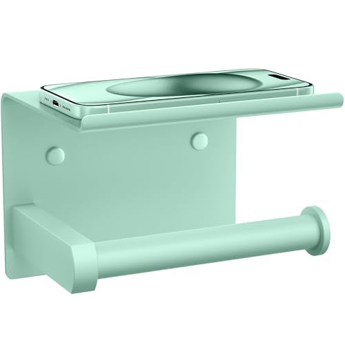 Toilet Paper Holder with Shelf Wall Mounted Toilet Paper Roll Dispenser | Heavy Duty Stainless Steel Mint Green - color: K-mint Green