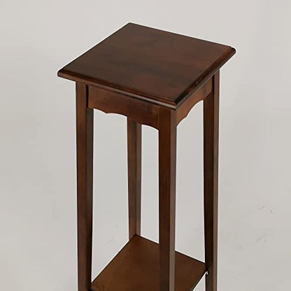 Wayborn Cedar Brown Birchwood Smooth Finish Pedestal Plant Stand, 11.5″X11.5″X39″, Assembly Required, Wooden pedestal