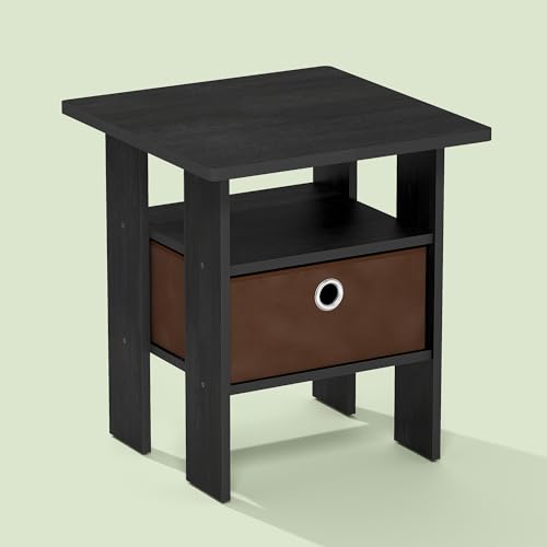 Ipoh End Table, Nightstand, Side Table with Bin Drawer for Small Spaces, Living Room, Bedroom, Black Walnut/Medium Brown - color: Black Walnut/Medium Brown