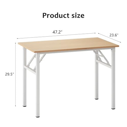 Need Office Computer Desk - 47.2L Sturdy and Heavy Duty Folding Laptop Table,Writing Table/Home Office Desk/Sewing Table,No Assembly Required,Pink Oak&White AC5AW (120 * 60) - color: Pink Oak & White Frame, size: 47inch