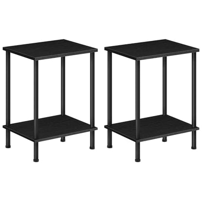 HOOBRO End Table Set of 2, Small Side Table, Nightstand with 2-Layer Storage Shelves, Sofa Table for Small Spaces, Living Room, Bedroom, Stable Frame, Easy Assembly, Black BB09BZP201 - color: Black