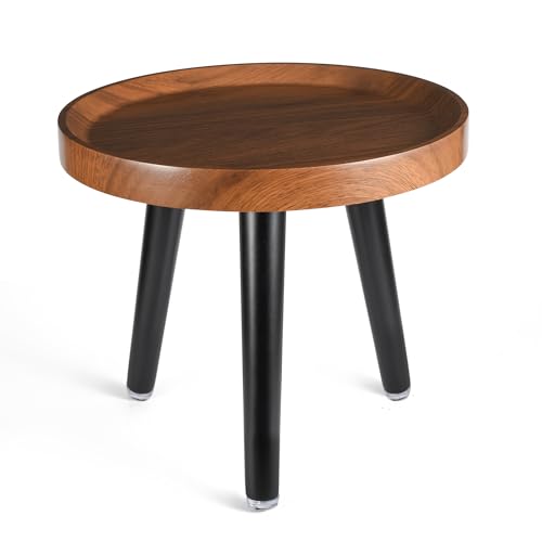 KGPLOME Indoor Plant Stand,Tall Stand with Raised Design(Walnut,12x10.8 in) | Wood Mid Century Plant Table in Walnut Finish,Plant Stand for Flower Pot,Modern Round Small Side End Table - color: Walnut, size: 12"x10.8"