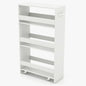 POWERSTONE 4-Tier Slim Storage Cart, Narrow Kitchen Rolling Cart w/Handle & Open Shelves, Skinny Slide Out Utility Organizer Trolley for Kitchen Bathroom Laundry Small Spaces White - color: White