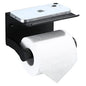 Toilet Paper Holder with Phone Shelf, Self Adhesive Aluminum Tissue Roll Dispenser for Mega Roll, Wall Mounted Toilet Paper Roll Holder for Bathroom, Matte Black - color: Matte Black