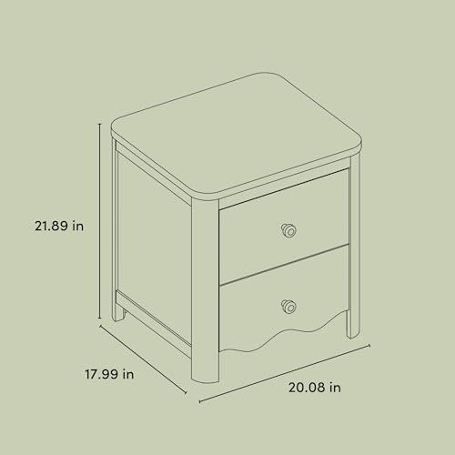 Storkcraft Casablanca 2 Drawer Nightstand, Frosted Oat | GREENGUARD Gold Certified, Storage for Kids Bedroom, Premium Wood Nightstand with Iconic Wave Detailing and Rounded Posts - color: Frosted Oat, style: Nightstand