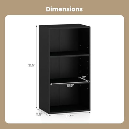 Giantex 2 Pieces 3 Shelf Bookcase Book Shelves Open Cube Storage Cabinet Multi-Functional Home Office Bedroom Furniture Display Bookcases, Black - color: Black