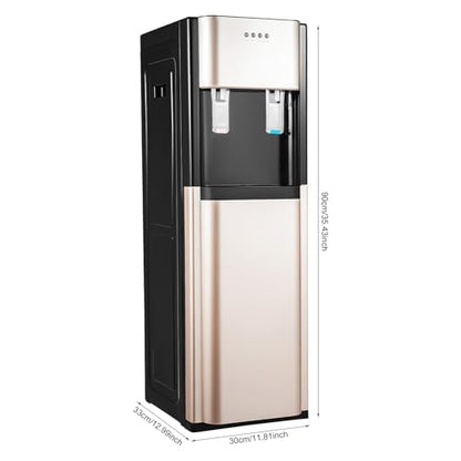 F880 Floor Standing Beverage Tower, Lower Cabinet Loading Hot and Cold Water Station, 450W Heating w/Cup-Push Spout for Kitchen, Lounge & Front Desk (Gold) - color: Gold