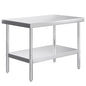 Jocisland 30" x 48" Stainless Steel Table for Prep & Work, Food-Grade Stainless Steel with Adjustable Under Shelf and Feet, for Commercial Kitchen, Restaurant, Hotel, Garage - size: 30x48 in, style: Table