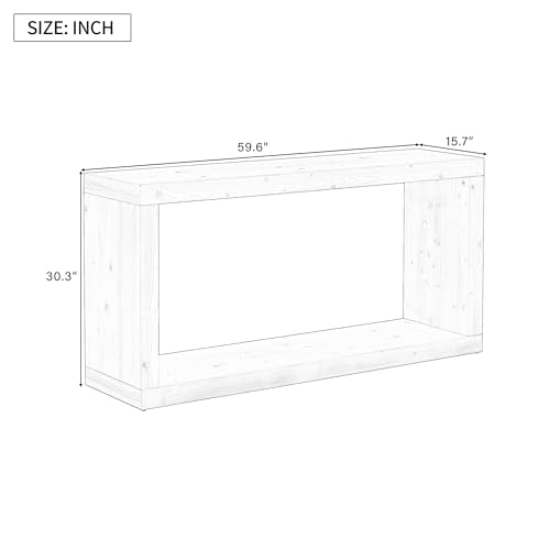 JOSHEN 60" Entryway Hallway Shelf Table, Easy-Assembly Square Table, Stable Space-Saving for Living Room, Natural - color: Natural