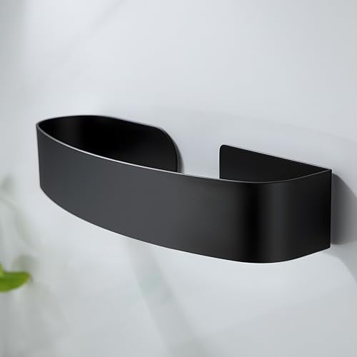 Taozun Hand Towel Holder Black 8.6" Self Adhesive Towel Bar Stainless Steel | No Drill, Unique Square-Round Design, Strong Design Sense, for Bathroom/Kitchen/RV, Renter Friendly, Heavy Duty - color: Black, size: 8.66-inch
