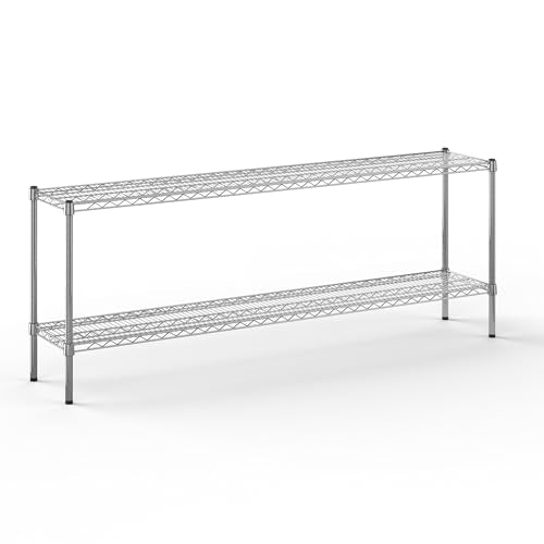14" Deep x 72" Wide x 27" Height Wire Shelving Kit | 2-Tier | NSF Commercial Storage Rack Unit - size: 14" Deep x 72" Wide