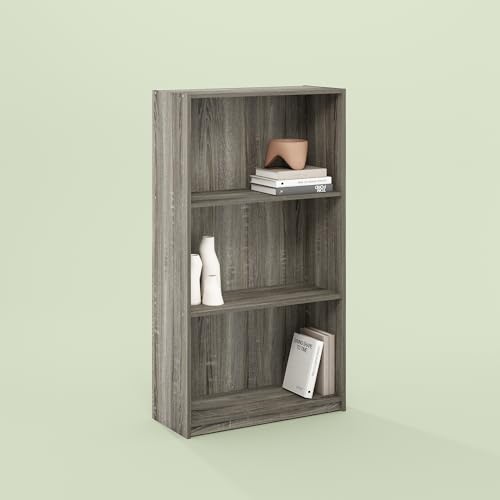 Hagen 3-Tier Bookshelf, 40 Inch Tall Bookcase, for Home Office, Study, Living Room, Olive Oak - color: Olive Oak, size: 21.8(W)x39.5(H)x9.3(D) inches