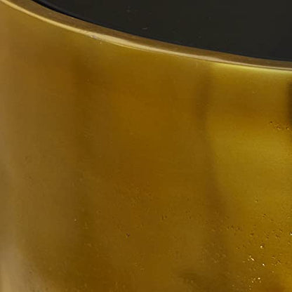 Deco 79 Aluminum Metal Abstract Melting Drip Accent Table with Melting Design and Shaded Glass Top, 16' x 16' x 25', Gold - color: Gold