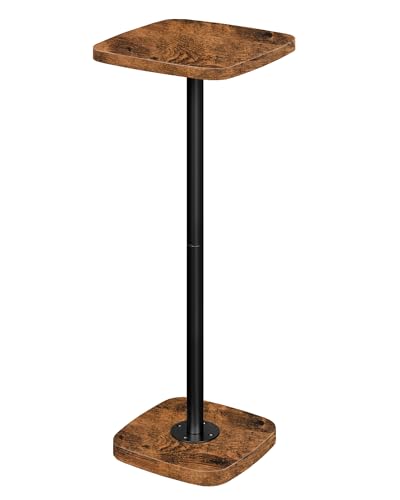 CHOEZON Small Drink Table, Square Side Table for Small Spaces, Martini Table with Pedestal, for Living Room, Bedroom, Rustic Brown and Black TBZ24BF - color: Rustic Brown + Black