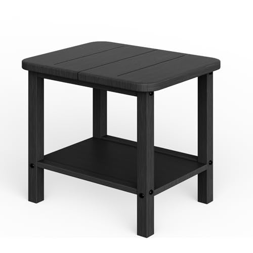 Patio Side Table, Small Rectangular HDPE Adirondack End Table for Outdoor Use in Pool, Garden, Lawn, Backyard,Black - color: Black