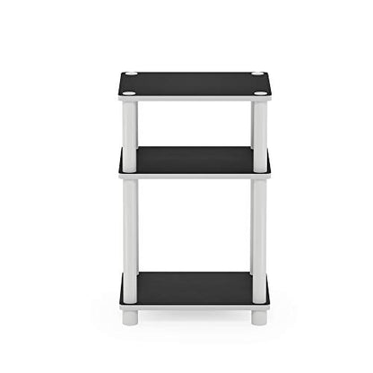 Furinno JUST Side Table, 3-Tier End Table, Open Shelves Night Stand, Bedside Table, Toolless Assembly, for Living Room, Bedroom, Bathroom, White(Espresso) - color: White/Espresso, size: 3-Tier, Round Pole, style: 1-Pack