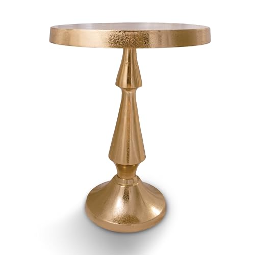 OBJET D'ART Larissa Medium Round Metal Side Table, 21.5" H | Vintage Metal Accent, Accent Table, Pedestal, Cocktail, Drink Table, Living Room, Small Spaces, Larissa, Easy to Display - style: Larissa Grande