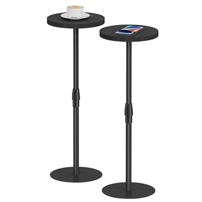 TUTOTAK Tall Round Side Table, Small End Table, Drink Table, Pedestal Table | for Small Spaces, Accent Nightstand, Set of 2, livingroom, Bedroom, Black TB01BK0962 - color: Black, size: 2 Pack, style: Adjustable
