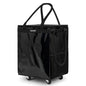 Reusable Grocery Bag Tote Bag with Wheels, Foldable Rolling Tote Bag with 3 Handles and Zipper - color: Black, size: Medium