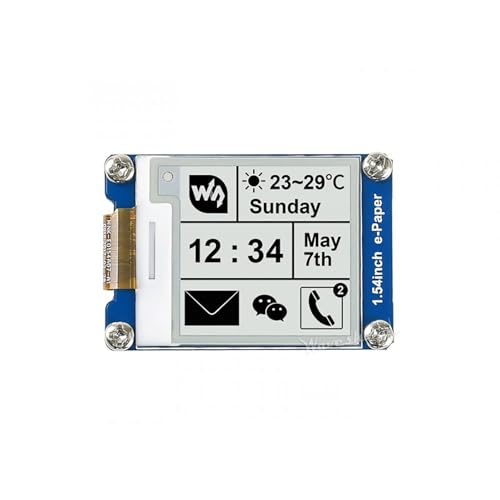 1.54 Inch E-Ink Display Module 200x200 SPI Interface e-Paper Screen Compatible with Raspberry Pi Arduino, Ultra Low Power Electronic Paper for Shelf Labels DIY Projects