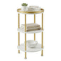 Small Round Side Table, Gold Round End Table with White Shelves, 3-Tier Modern Nightstand for Bedroom & Living Room, 21.7" H Narrow Gold Accent Table for Small Spaces, Dorm, Nursery (White & Gold) | Gold Round End Table with White Shelves, Nightstand for