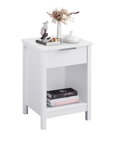 Nightstand with Drawer,3-Tier End Side Table with Storage Drawer and Shelf,Modern Bedside Night Stand for Bedroom, Living Room-Retro White - color: White, style: 1 Drawers