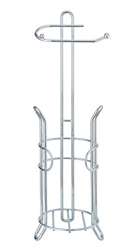 SunnyPoint Freestanding Toilet Paper Holder with Storage – Holds 3 Spare Rolls, Heavy-Duty Steel, Chrome Finish, Easy Assembly, Space-Saving Bathroom Organizer - color: Chrome
