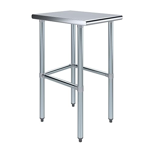24 in. x 18 in. Open Base Stainless Steel Work Table | Residential & Commercial | Food Prep | Heavy Duty Utility Work Station | NSF - size: 18 in. Length x 24 in. Width