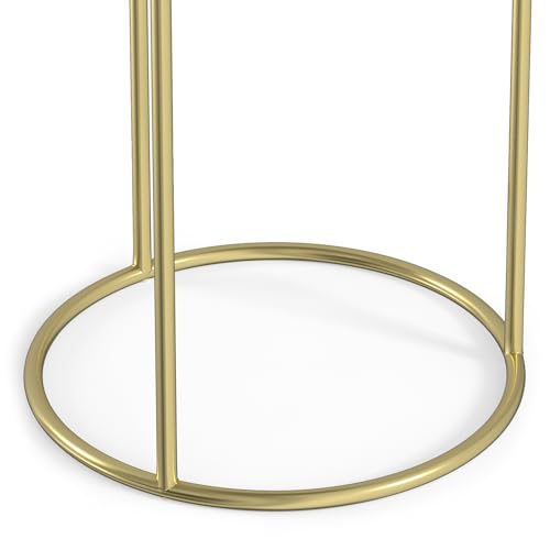SIMPLIHOME Ashley Nesting Tables Set – 16 inch Wide Genuine Marble Top Metal Accent Tables in Grey Taupe Marble/Gold, Round End Tables for Living Room or Bedroom with Compact Design, Assembled