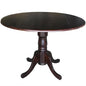 IC International Concepts, 42" Round Dual Drop Leaf Pedestal Dining Table, Solid Real Wood, Sturdy Parawood, Rich Mocha - color: Rich Mocha