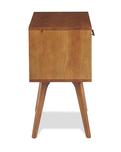 Mid Century Modern One Drawer Nightstand/Constructed of Solid Wood/Castanho Finish - color: Castanho