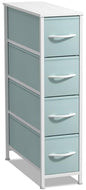 Sorbus Kids Narrow Dresser with 4 Drawers - Vertical Slim Storage Chest of Drawers with Steel Frame, Wood Top & Easy Pull Fabric Bins for Small Spaces, Closets, Bedroom, Bathroom & Laundry - color: Pastel Aqua, style: 4 Drawer