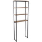 Sunnydaze 69-Inch 4-Tier Over-the-Toilet Shelf - Open Shelves, Veneer Finish and Black Iron Frame - Teak Color - color: Teak Finish