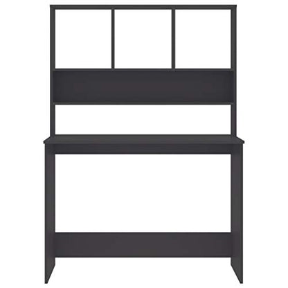 Modern Computer Desk with Floating Shelves, Compact Writing Workstation for Home Office, 43.3-inch Engineered Wood Desk, Grey - color: Grey