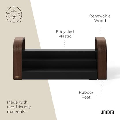 Umbra Bellwood Three-Tier Spice Shelf, Expandable Design Made of Durable Plastic and Wood, Black/Walnut - color: Black/Walnut